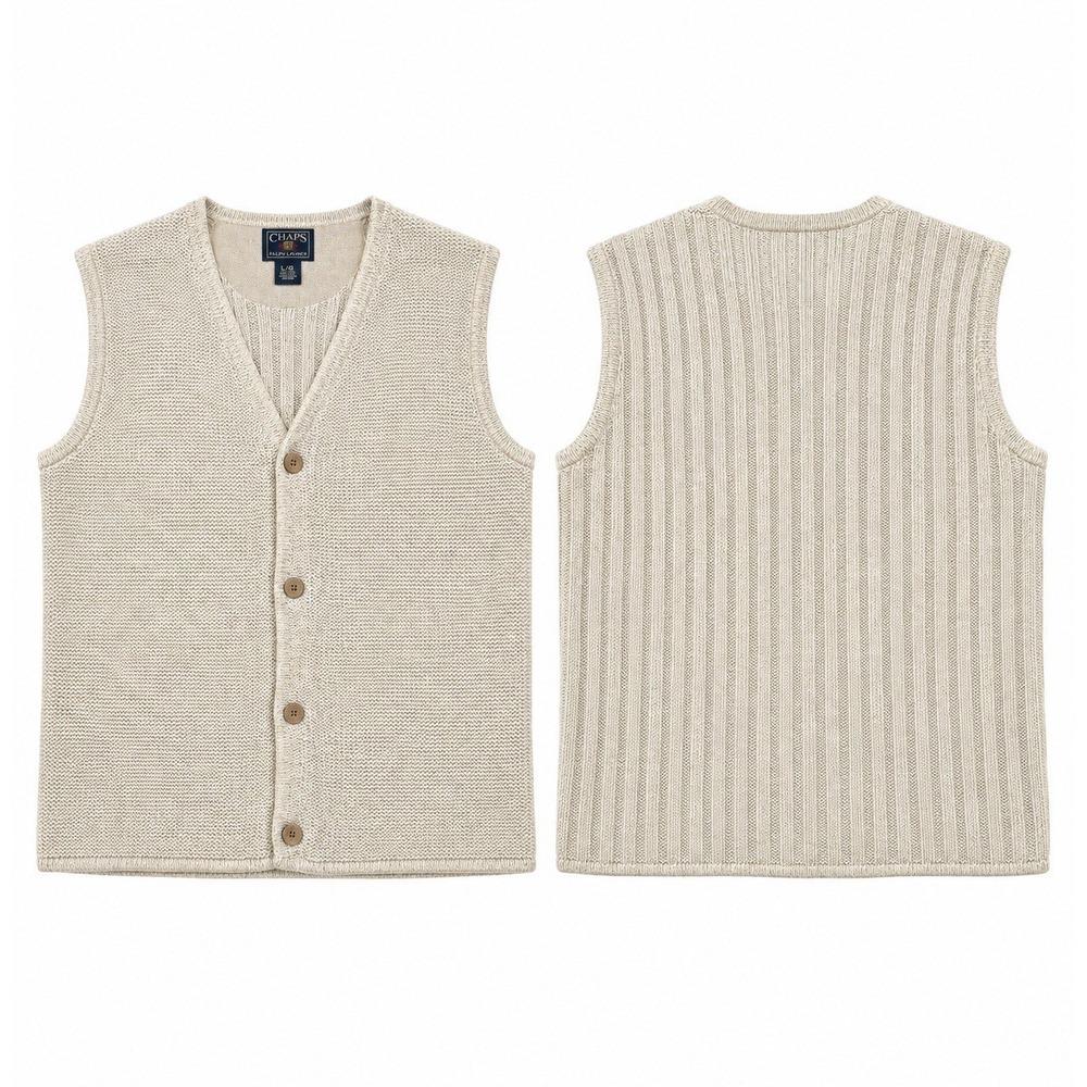 Chaps Ralph Lauren Sweater Vest Mens Large Silk Blend Vintage Cardigan Academia